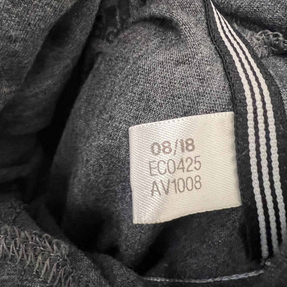 Adidas- Women's Charcoal Gray/White (3) Stripe Long Sleeve Tee with Hoodie - Picture 6 of 11
